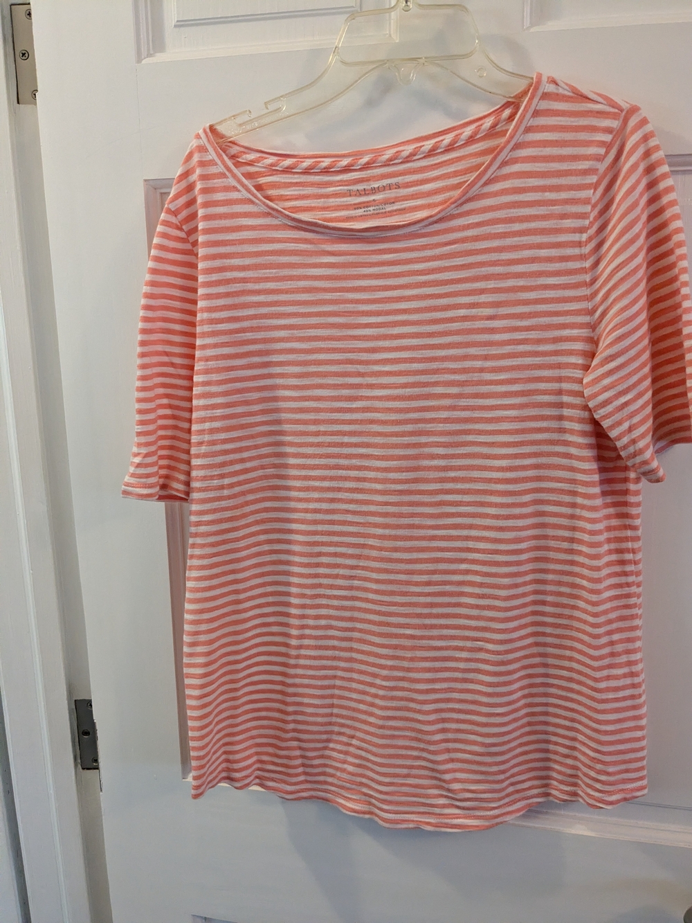 Talbots Pink and White Striped Short Sleeve Tee